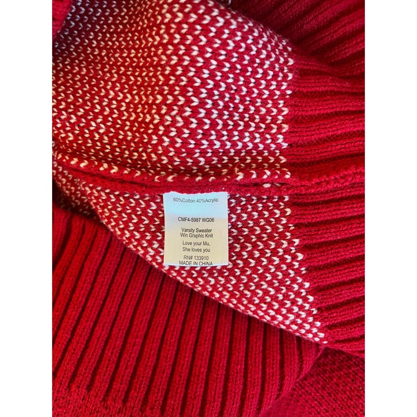 Show Me Your Mumu Varsity Sweater Red White A Win Is A Win Graphic Knit L
