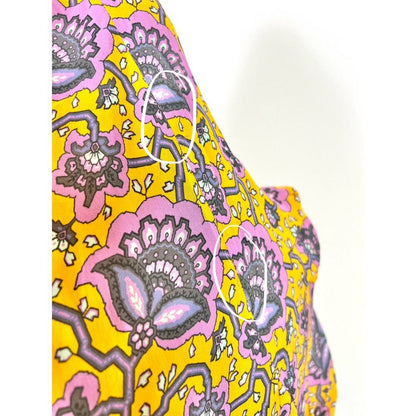 Rhode Lulani Midi Dress in Gold Lotus‎ Printed Size 0 Floral Fluted Hem Lined