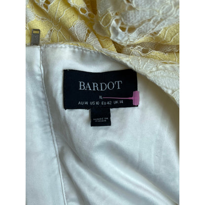 NEW Bardot Lace Venice Lace Yellow & White Mini Dress  Size XL