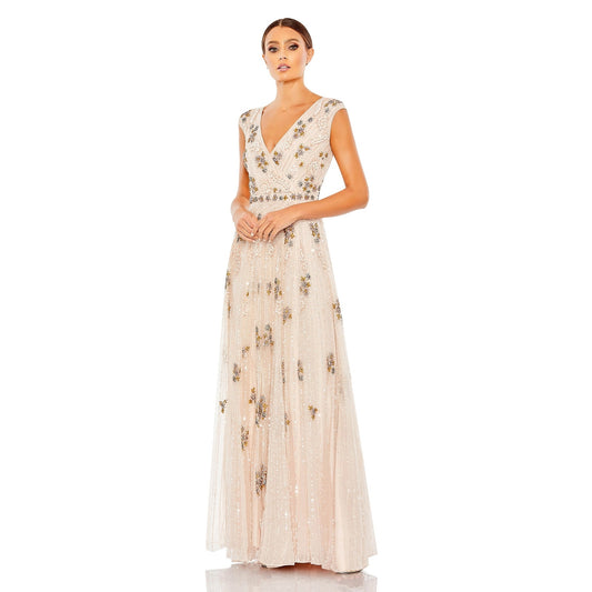 NEW NWT Mac Duggal Cap Sleeve Embellished Dress in Blush STYLE 93575 Size 20