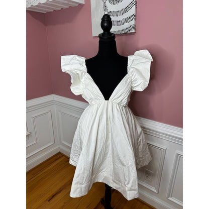 For Love & Lemons Clementine Mini Dress in White Large Stretch Lined Pleated