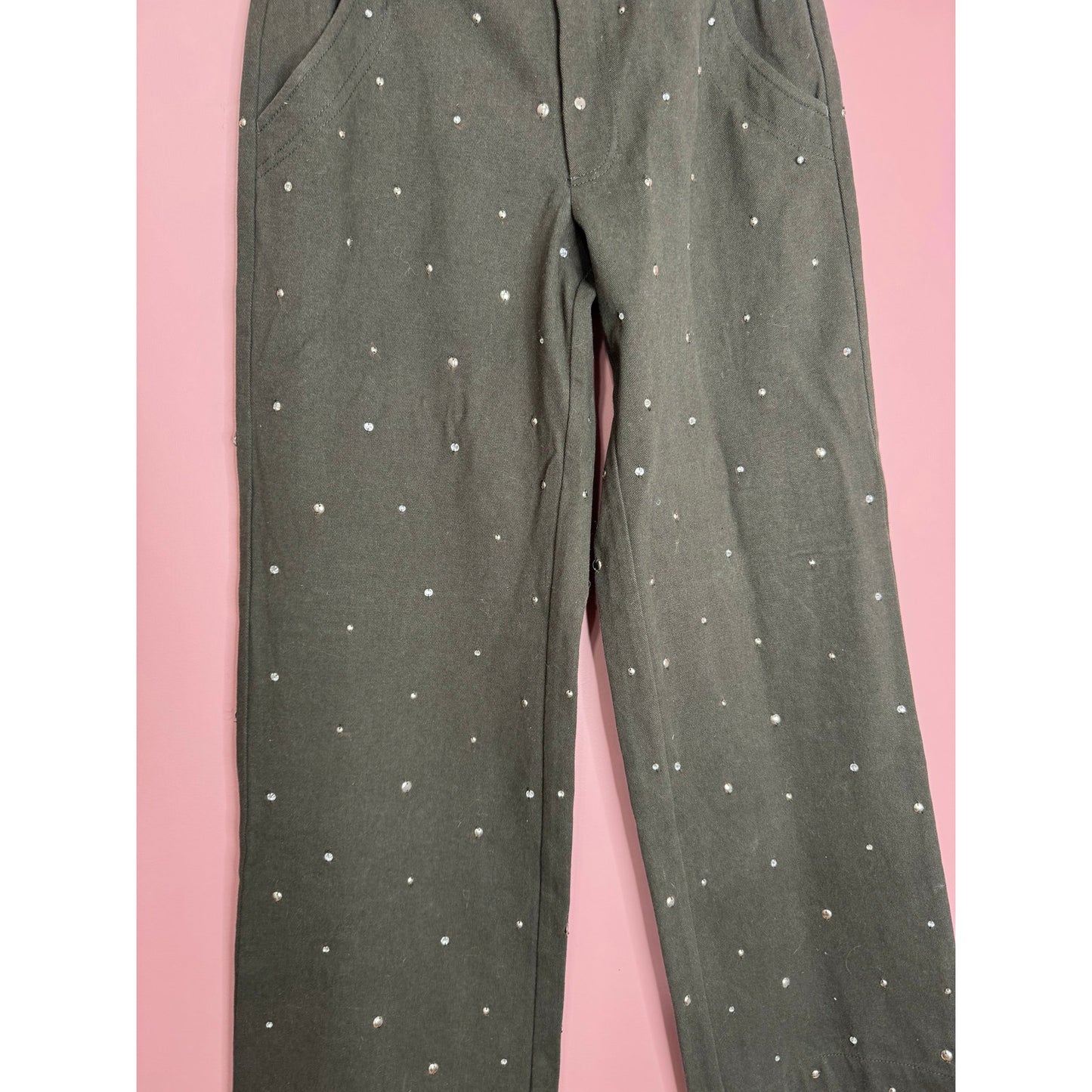 Free People Embellished Suit Set in Gray Size 4 Studded Relaxed Mid-Rise Pockets