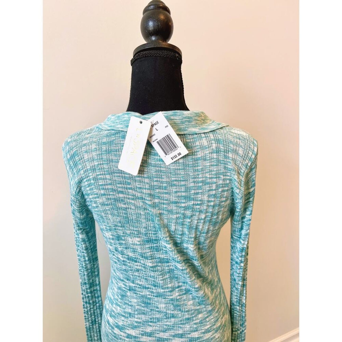 L*Space Aria Mini Dress in Poolside‎ Blue Large Long Sleeve Pullover Knit Party