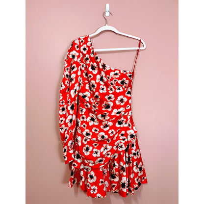 Borgo De Nor Christina Floral One-Sleeve Side Ruched Mini Dress Size 6/XS