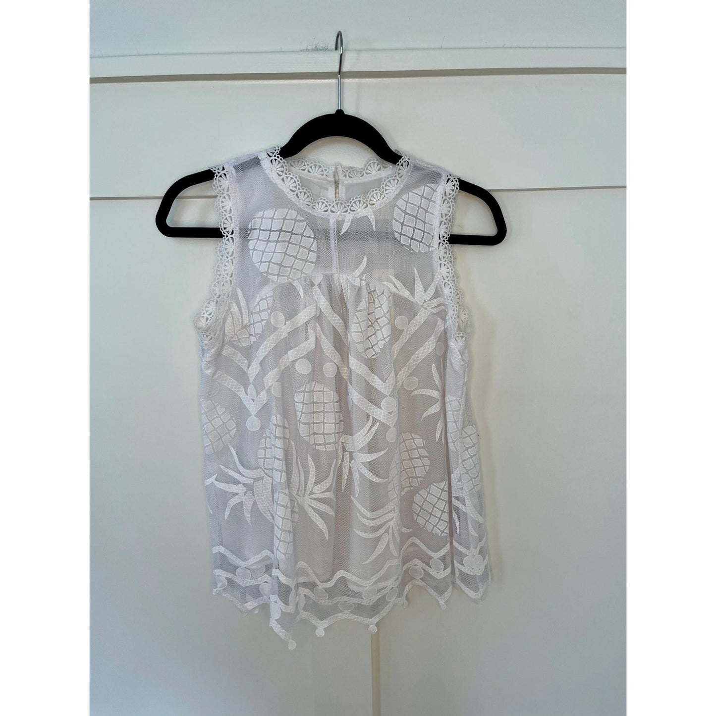 NEW NWT Maeve Anthropologie Lace Pineapple Tank White Size 6