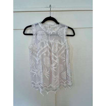 NEW NWT Maeve Anthropologie Lace Pineapple Tank White Size 6