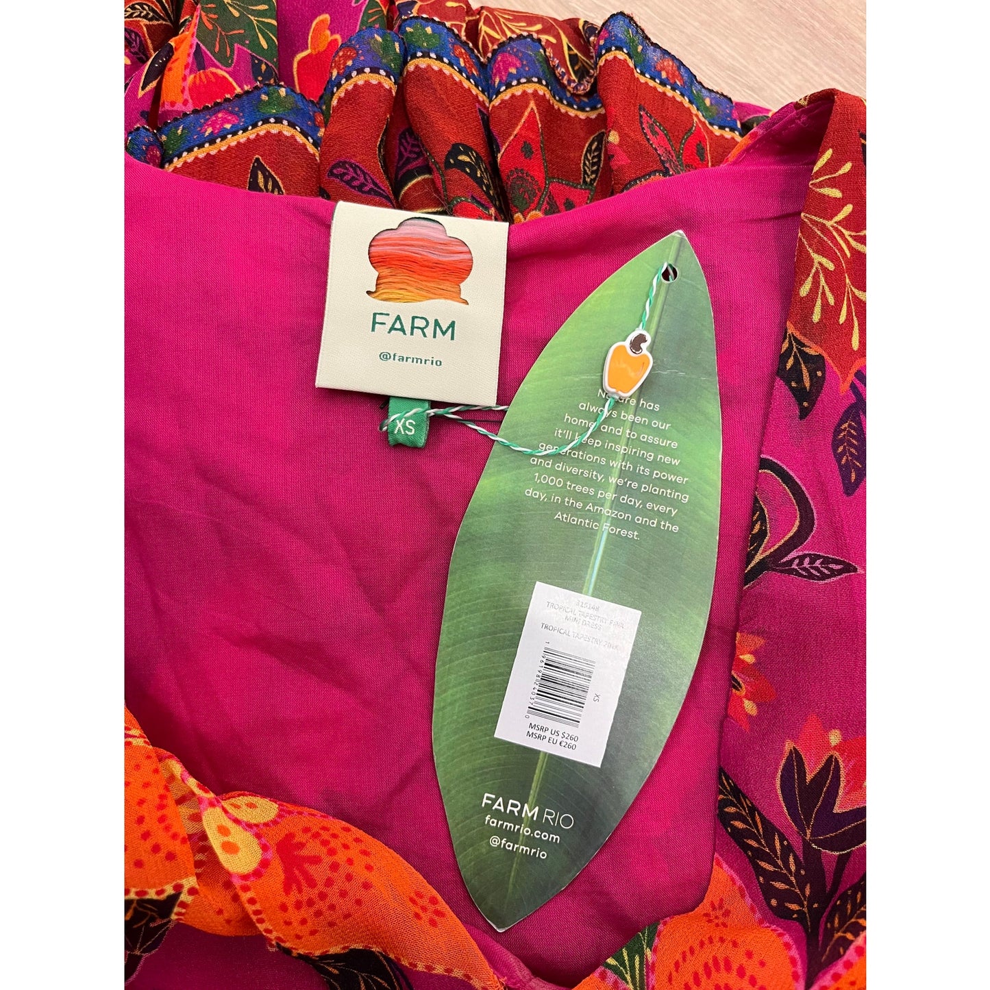 NEW NWT Farm Rio Tropical Tapestry Pink Mini Dress Size XS