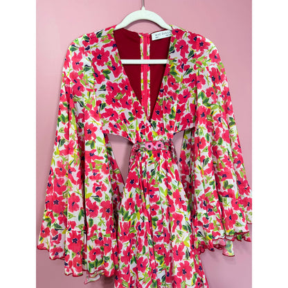 NEW NWT Mac Duggal Floral Printed Short Bell Sleeve Mini Dress STYLE 9158 Size 4
