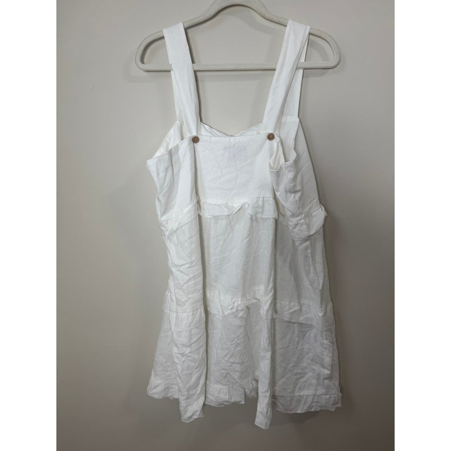 Show Me Your Mumu White Linen Tiered Ruffle Mini Dress Square Neck NEW