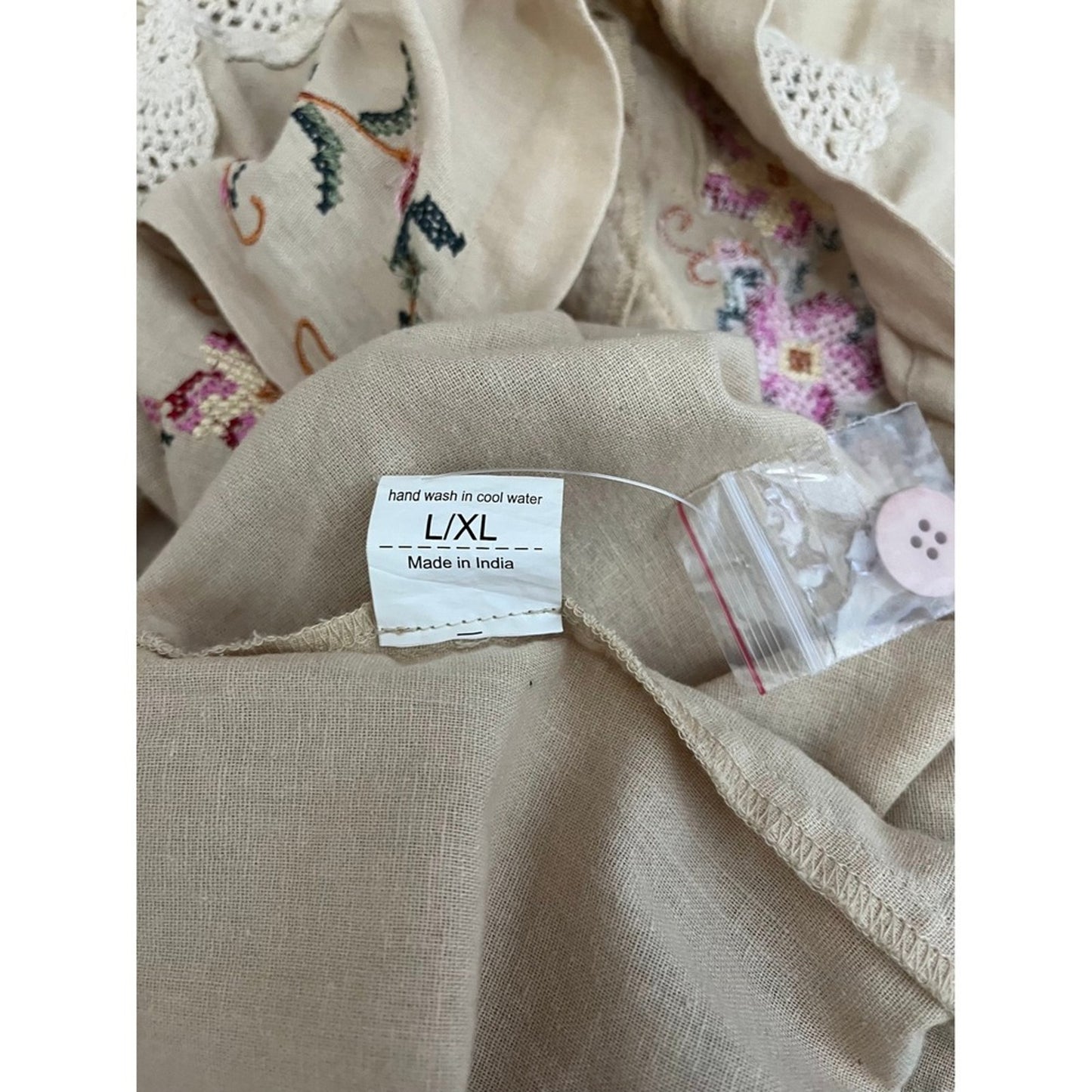 Jaded Gypsy Trellis Views Overalls Cream Floral Embroidered Lace Cropped L XL