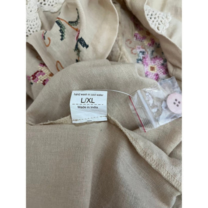 Jaded Gypsy Trellis Views Overalls Cream Floral Embroidered Lace Cropped L XL