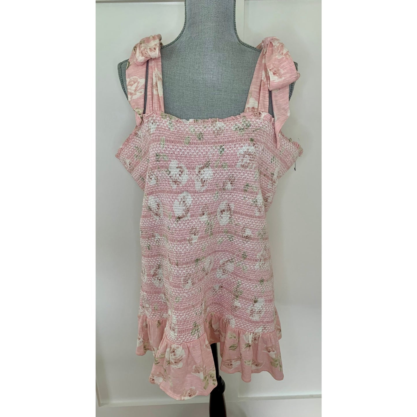 Love Shack Fancy Norna Dress Ballet Pink Size XL Mini Floral Sleeveless Cotton