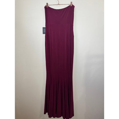Norma Kamali Strapless Gown Plum Color Fishtail Hem Size L 40