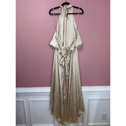 NEW NWT Reformation Alani SIlk High Neck Dress Ivory Size 24