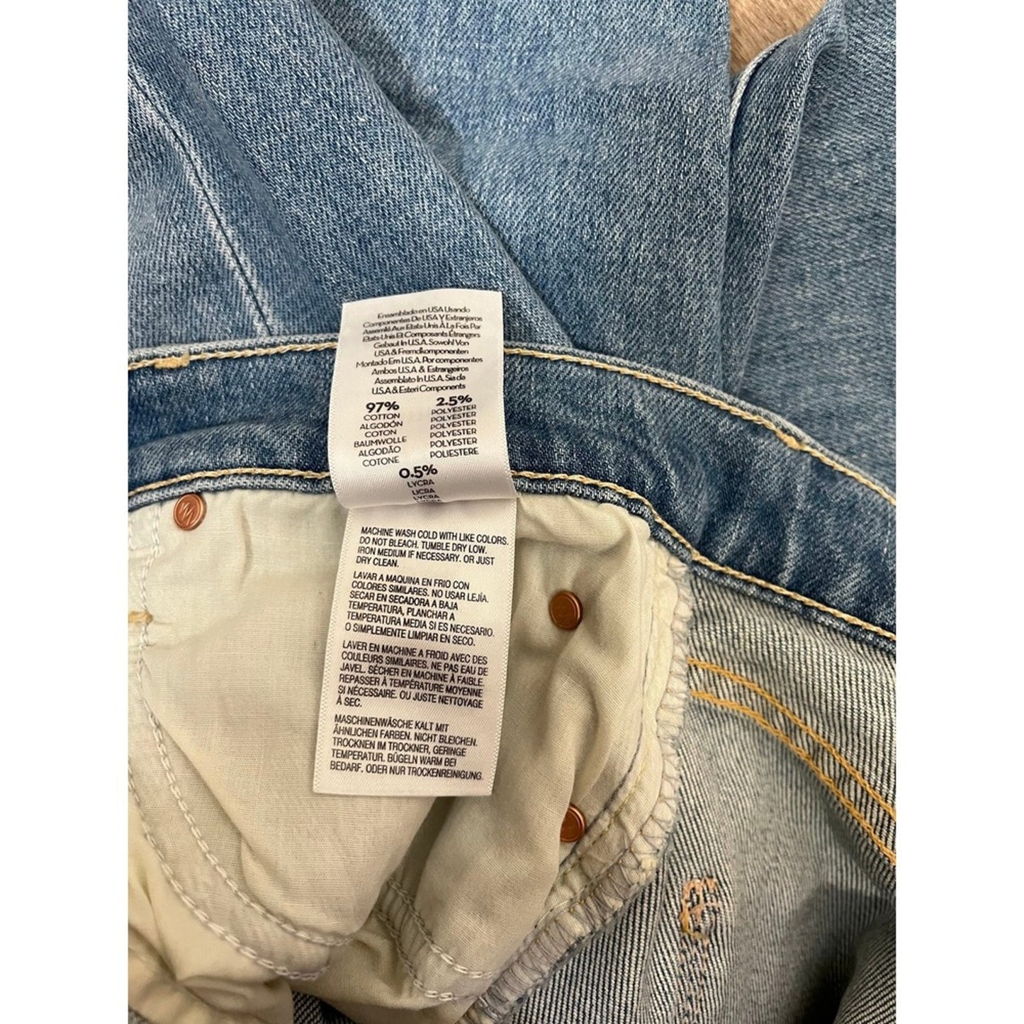 MOTHER Jeans Women's 29 High Waisted Button Fly Frayed Hem Straight Leg Denim
