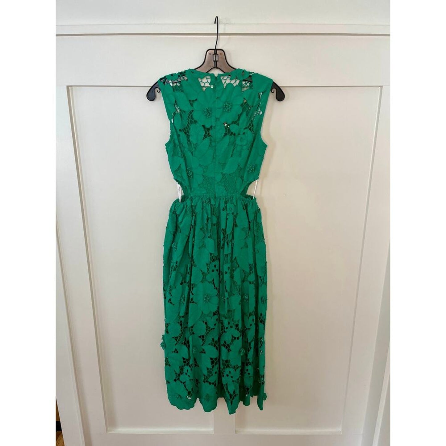 Self Portrait 3D Cotton Lace Midi‎ Dress Green Size 2