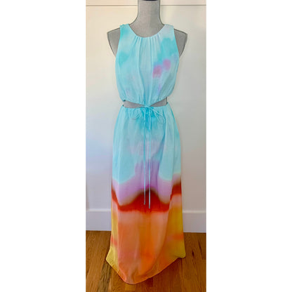 Jonathan Simkhai Alfie Maxi Dress in Sunset Blur Orchid Large Tie Dye Lined
