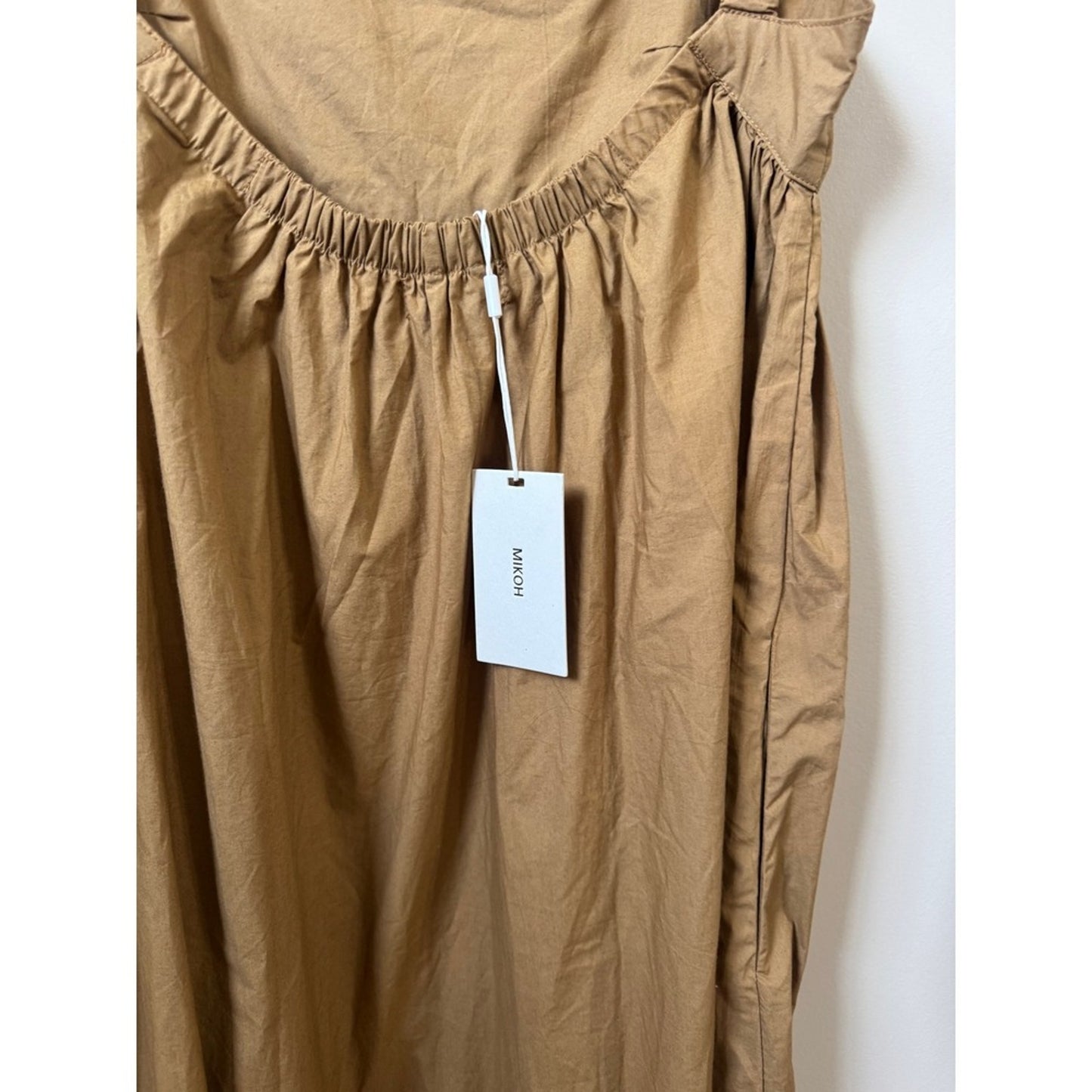 Mikoh Women Brown Sleeveless Gathered Empire Waist Maxi Dress Smocked Straps NEW