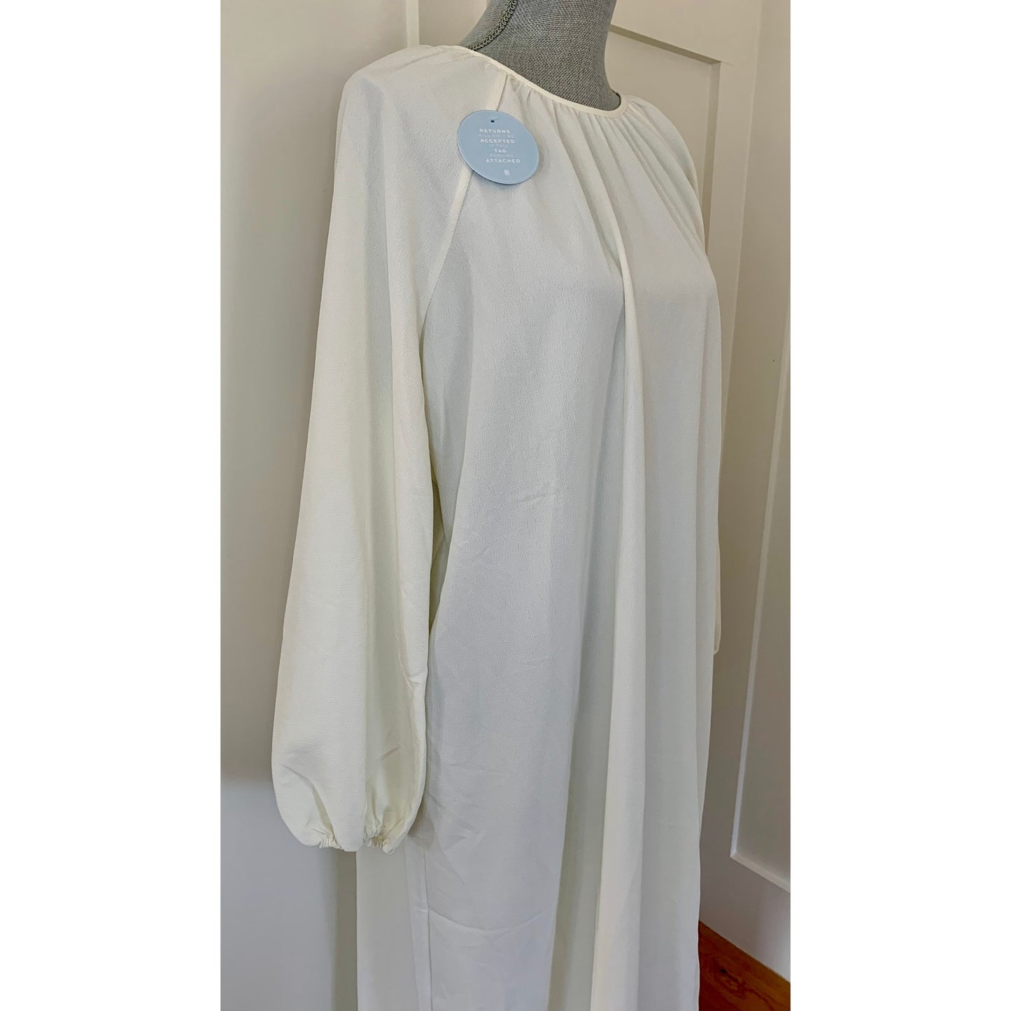 Hill House The Simone Dress in Coconut Milk Size XL Long Sleeve Tie Lace Back
