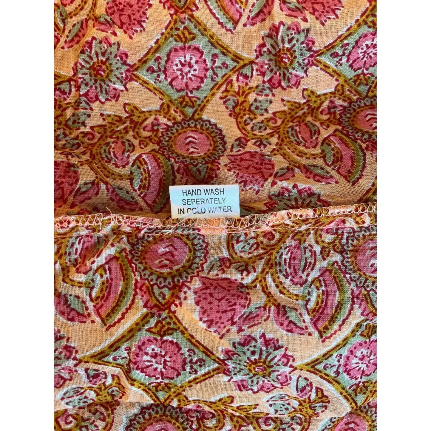 Jaded Gypsy Orange Pink Floral Print Long Sleeve Tunic Dress Free Size