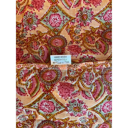 Jaded Gypsy Orange Pink Floral Print Long Sleeve Tunic Dress Free Size