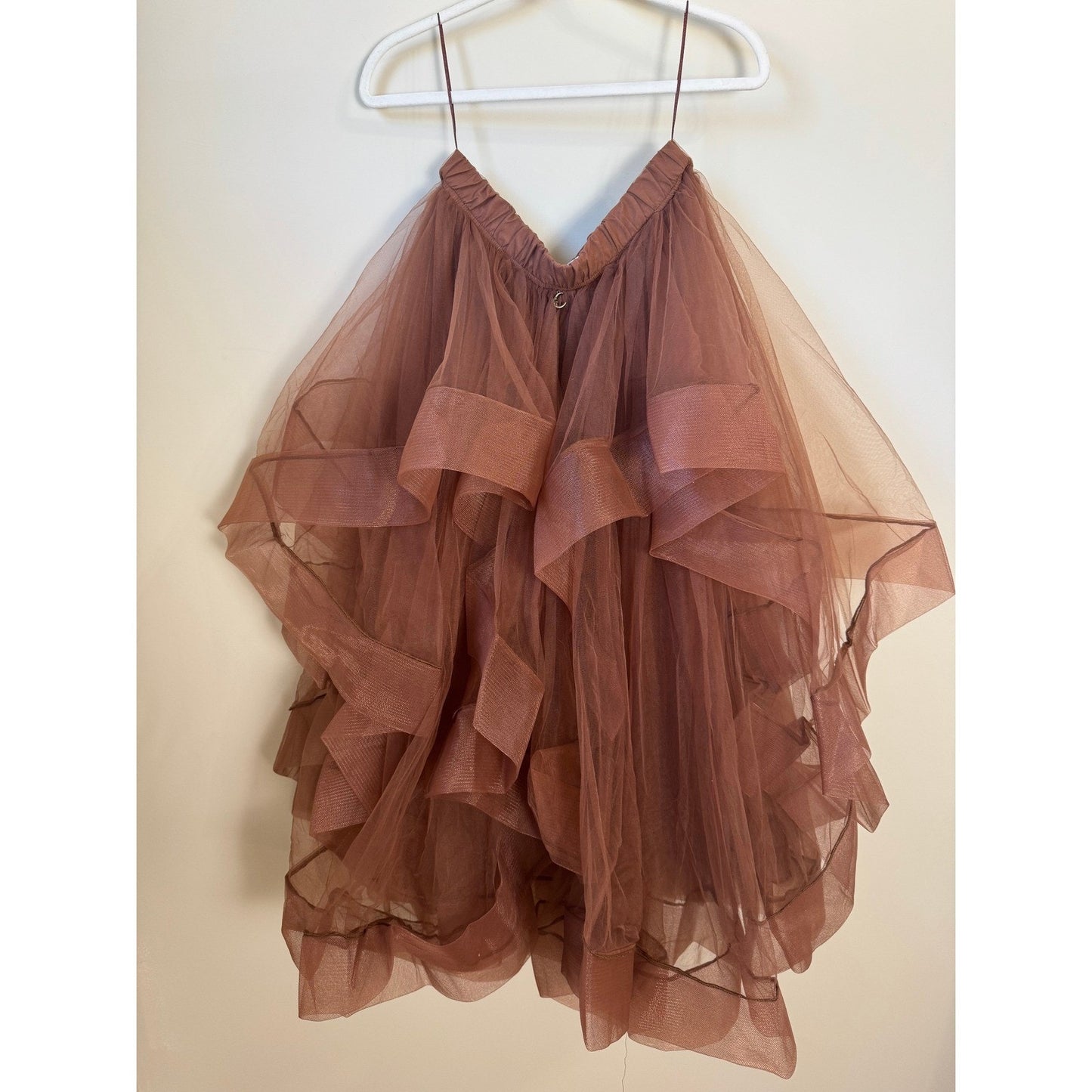 Jaded Gypsy Brown Tulle Ruffled Midi Skirt Boho Festival Fairycore