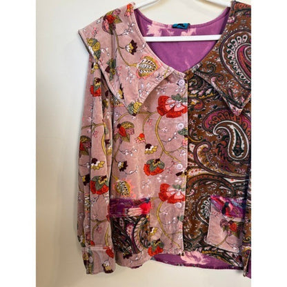 Jaded Gypsy Patchwork Paisley Floral Velvet Jacket Boho Festival