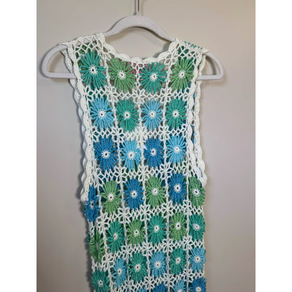 NEW NWT Show Me Your Mumu Vacay Crochet Coverup Maxi Blue Size XXL