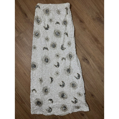 Show Me Your Mumu White Sequin Celestial Sun Moon Maxi Skirt Small Wedding Party