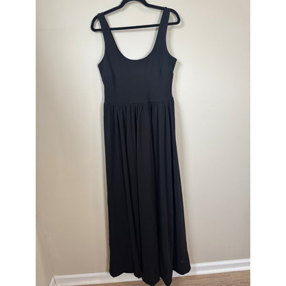 Show Me Your Mumu Black Maxi Dress Scoop Neck Side Slit XL Made in USA