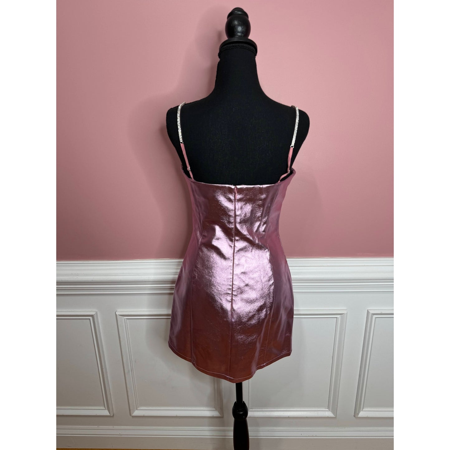 Alix NYC Cruz Mini Dress in Pink Size 8 Sleeveless Faux Leather Spandex Party