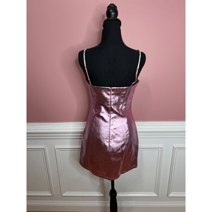 Alix NYC Cruz Mini Dress in Pink Size 8 Sleeveless Faux Leather Spandex Party