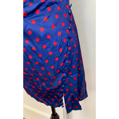 For Love & Lemons Dolores Mini Dress in Blue Size XL Polka Dots Off Shoulder