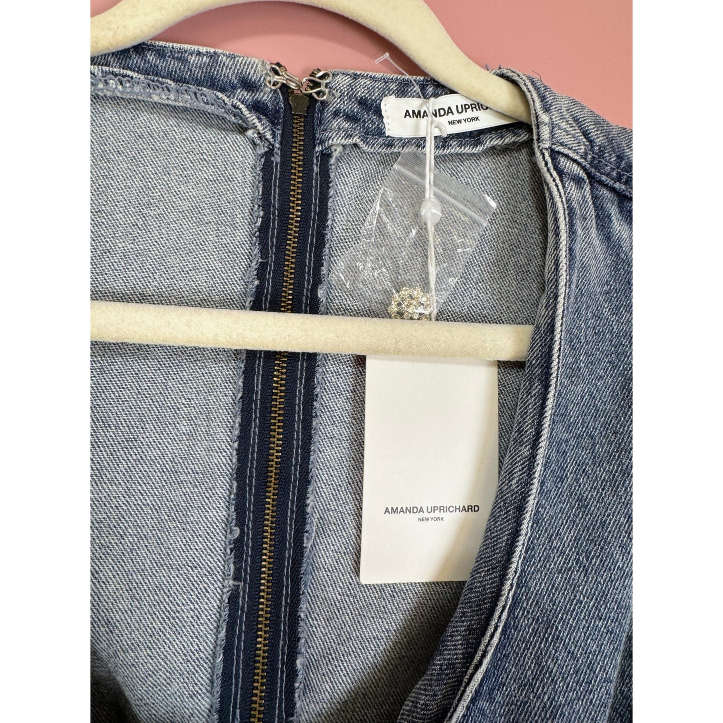Amanda Uprichard Alabama Denim Mini Dress in Caspian Size Small
