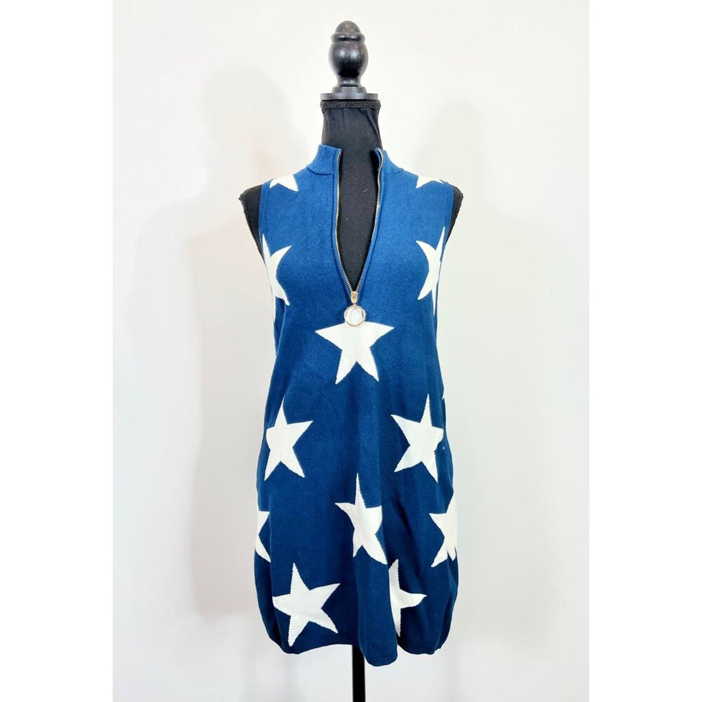 Show Me Your Mumu Zoe Zip Navy Stars Knit Mini‎ Dress XS