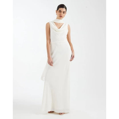 A.L.C. White Cowl Neck Ruched Maxi Dress Sleeveless Gown Bridal Event