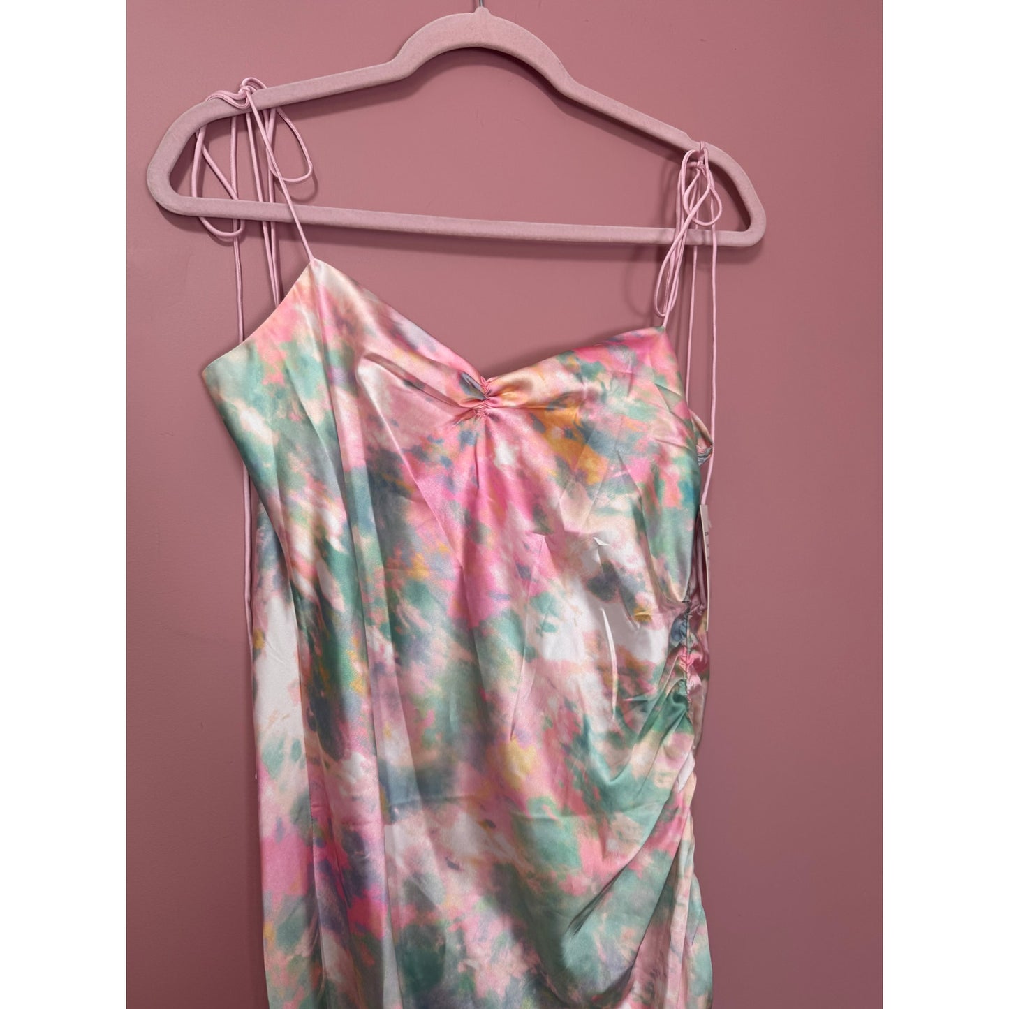 NEW NWT For Love & Lemons Call Me Multi Satin Slip Midi Dress Size Small