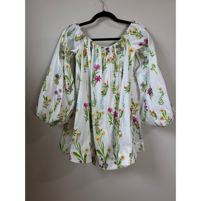 Show Me Your Mumu Wildflower Embroidered Sequin Off Shoulder Mini Dress White XS