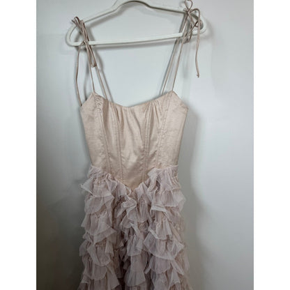 Show Me Your Mumu Francesca  Gown Champagne Pink Ruffle Tulle Corset Maxi Dress
