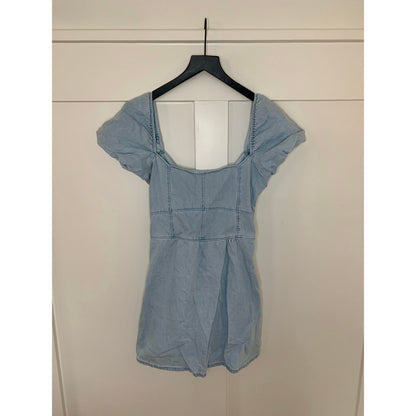 Show Me Your Mumu London Lace Up Dress in Sea Spritz Size XS Mini Denim Cotton
