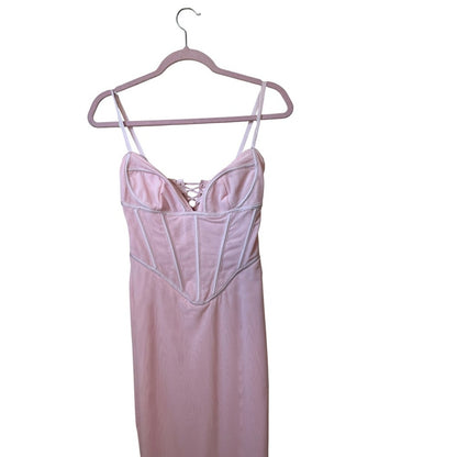House of CB Romy Pinkesque Corset Maxi Dress Pink Lace Up SB10948 Size S NWT