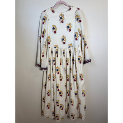 ALIX OF BOHEMIA Cream Floral Print Long Sleeve Maxi Dress Size M