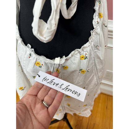 For Love & Lemons Leanne Mini Slip Dress in White Size XL Floral Embroidered