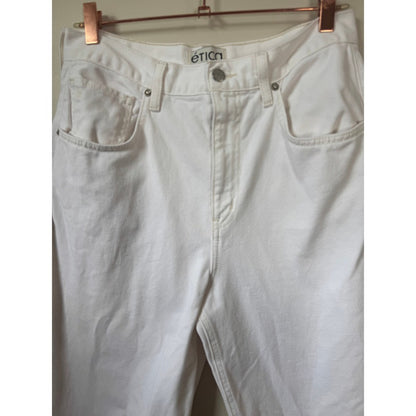 Etica Iris High Rise Barrel Leg Jeans Off White Cotton Denim Size 30