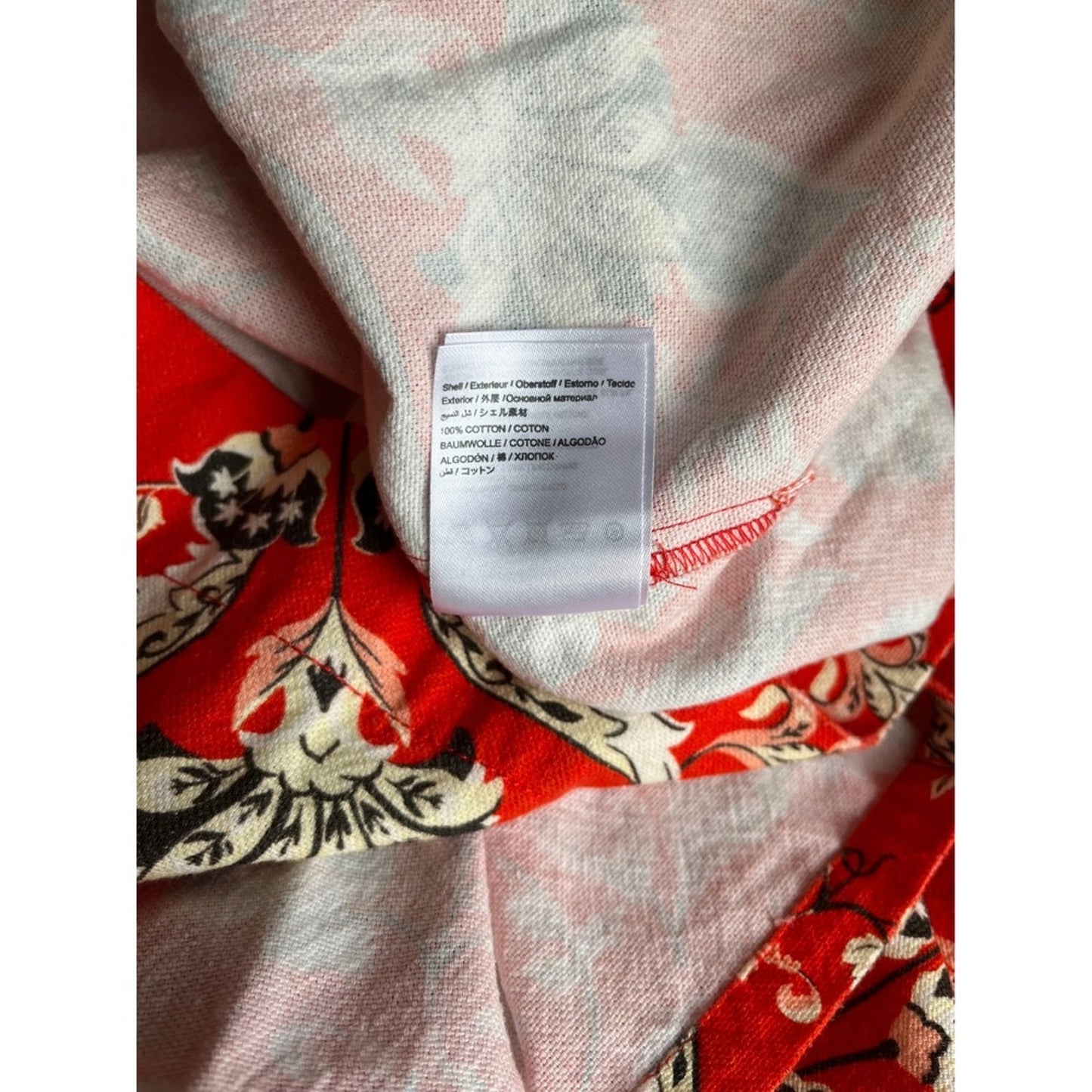 Farm Rio Anthropologie Orange Paisley Print Button Front Blouse Top XL