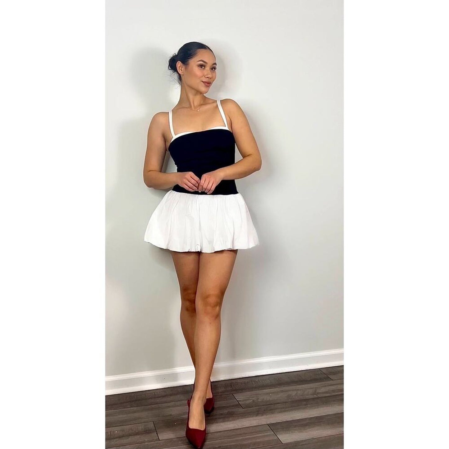 Show Me Your‎ Mumu Tiffany Skort Dress in Black & White Size Small Mini Stretch
