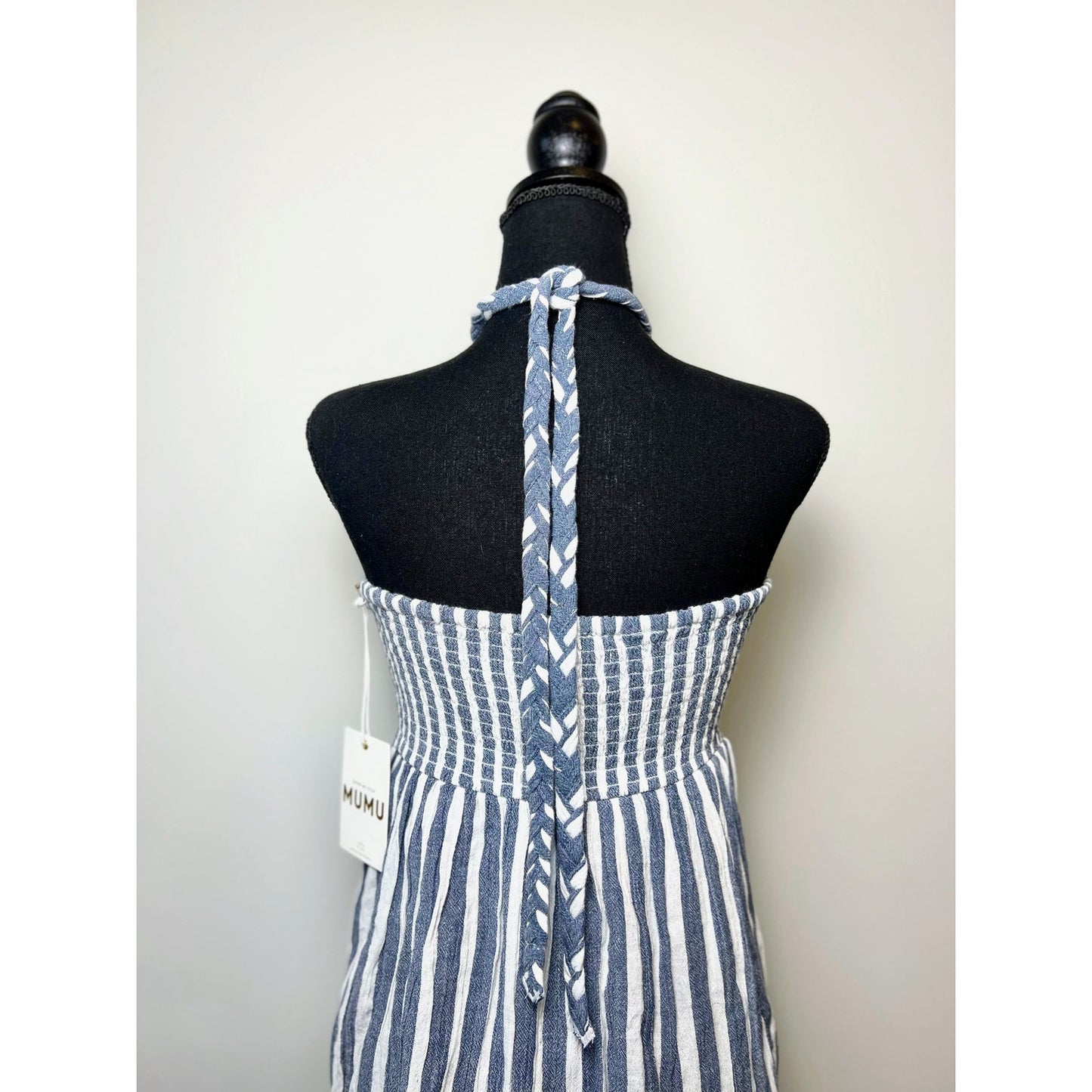 Show Me Your Mumu Johanna Mini Dress in Sea Stripes Size XL Sleeveless Tie Lace