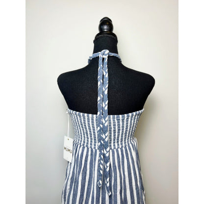 Show Me Your Mumu Johanna Mini Dress in Sea Stripes Size XL Sleeveless Tie Lace