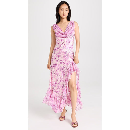 5 a 7 Cinq a Sept Raya Dress in Vibrant Plum Multi Size 2 Sleeveless Cowl Neck