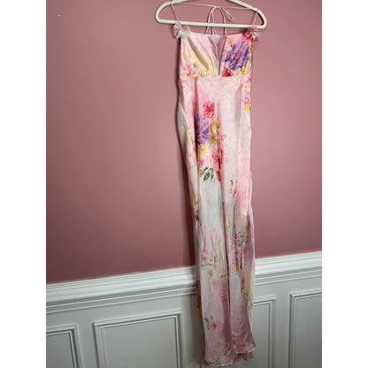 For Love & Lemons Lisa Maxi Dress in Floral Medium Sheer Strappy Lace-Up Back